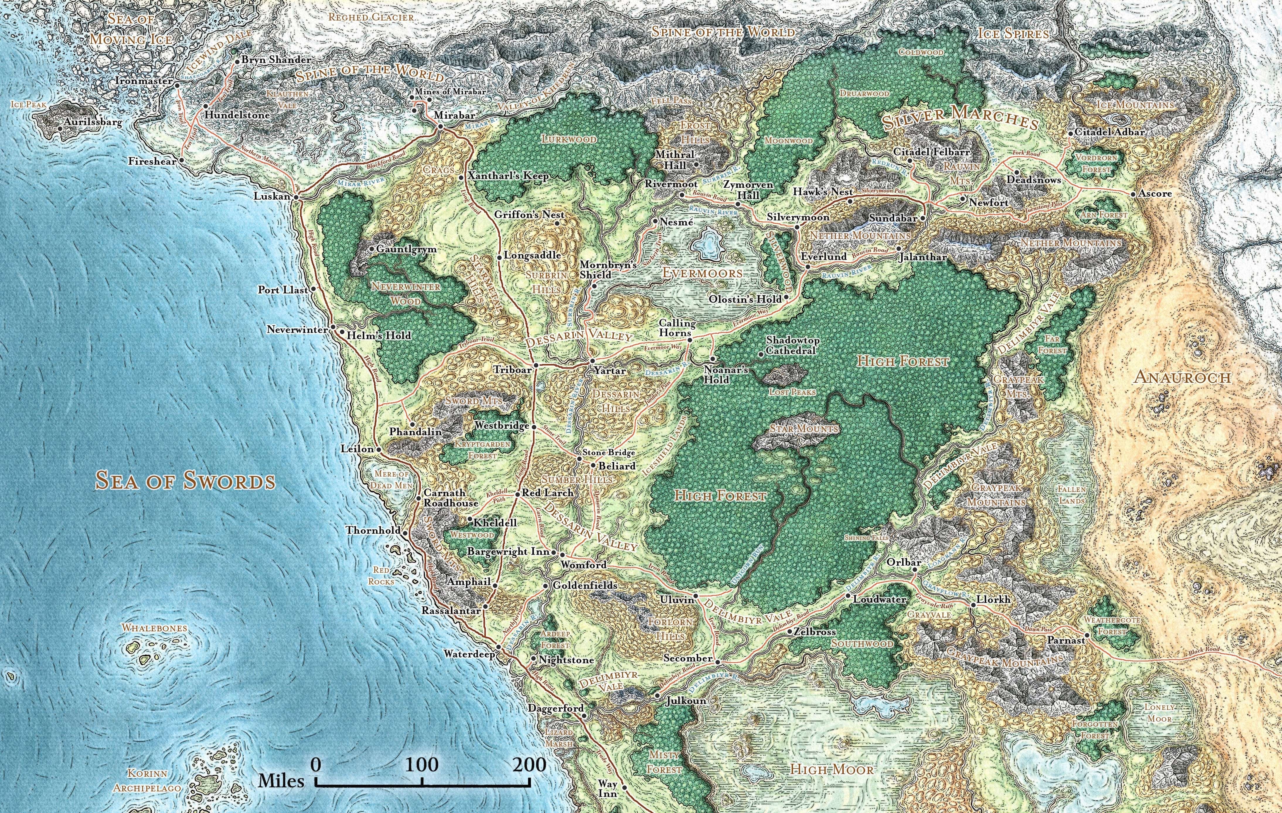 Map of the Sword Coast and the Savage Frontier